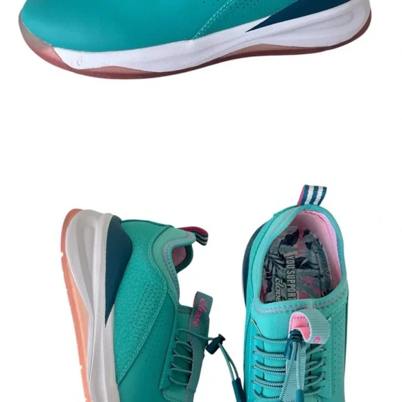 Pink and Green Sneakers with Minimalist Design - Picture 3 of 5